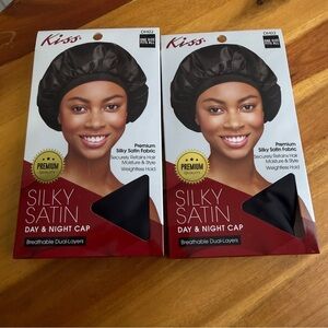 Kiss silky satin day & night cap lot of 2